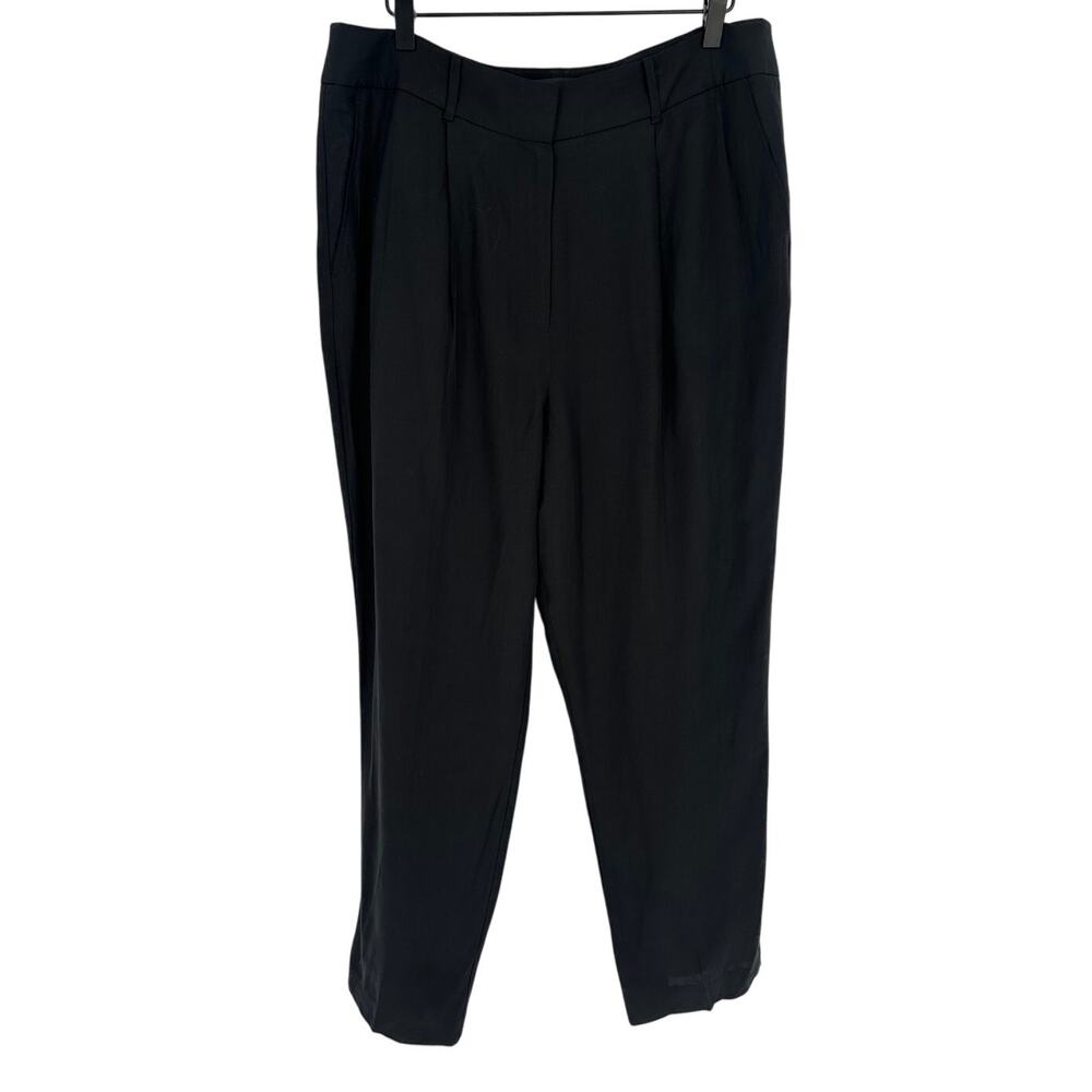 Kobi Halperin Linen Blend Pants Womens Size 14 Black Straight Leg Career Trouser